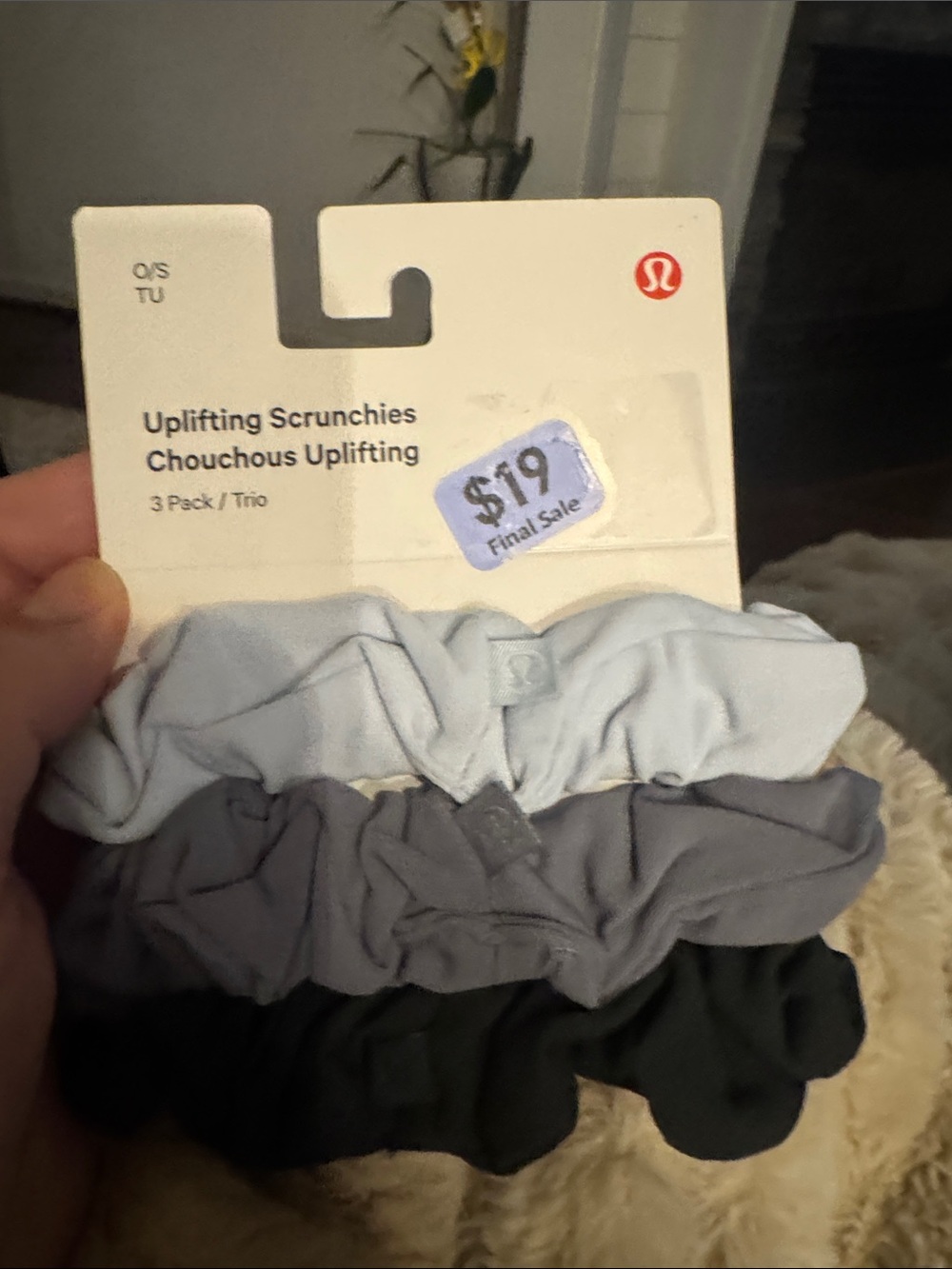 lululemon athletica  Uplifting Scrunchies 3-Pack - Light Blue, Gray, Black